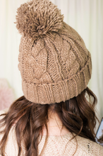 Load image into Gallery viewer, Knitted Basic Pompom Beanie ~ Taupe
