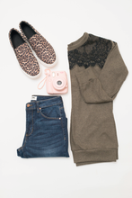 Load image into Gallery viewer, Forever Yours Olive with Lace Ribbed Top