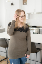 Load image into Gallery viewer, Forever Yours Olive with Lace Ribbed Top