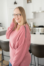 Load image into Gallery viewer, Mauve Shoulder Zip Knit Top