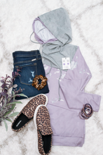 Load image into Gallery viewer, Lightweight Lavender Floral Double Hoodie