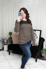 Load image into Gallery viewer, Forever Yours Olive with Lace Ribbed Top