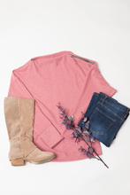 Load image into Gallery viewer, Mauve Shoulder Zip Knit Top