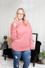 Load image into Gallery viewer, Mauve Shoulder Zip Knit Top