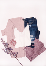 Load image into Gallery viewer, Waffle Knit Open Sweater Cardigan - Mauve