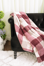 Load image into Gallery viewer, Extremely Soft Plaid Sherpa Throw Blanket ~ Berry
