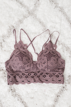 Load image into Gallery viewer, Forever in Love Crochet Lace Bralette ~ Dusty Purple
