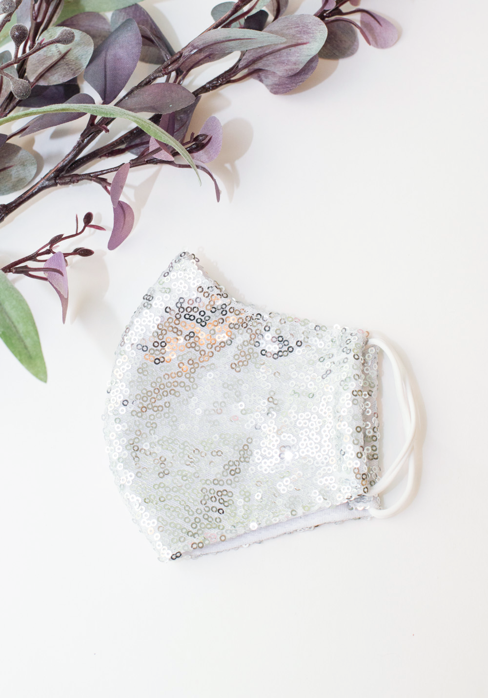 White Sequin Face Mask